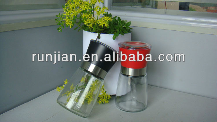 Manual salt & pepper mill/spice grinder/Glass bottle/Ceramic grinding core 170ml