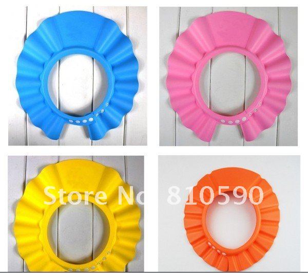 FREE SHIPPING!! Wholesale Safe shampoo cap /children shower cap Waterproof drops cap Baby bathing EVA cap Can be adjusted