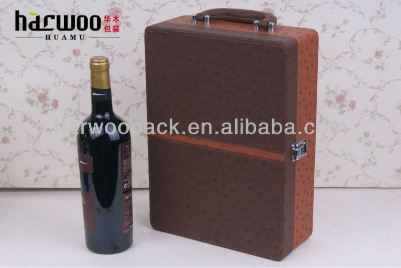 New Design 4 Bottles Brown Leather Red Wine Case in 2014