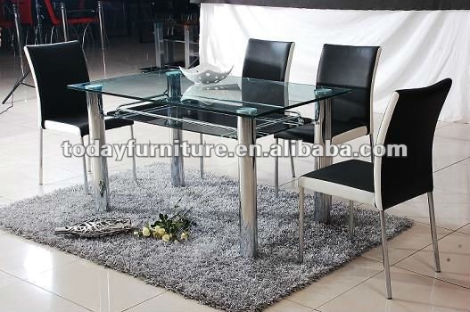 Templado de vidrio mesa de comedor y de la pu silla de comedor ...