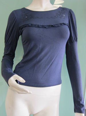 womens sequin tight tshirt with lace made of 95viscose 5elastane