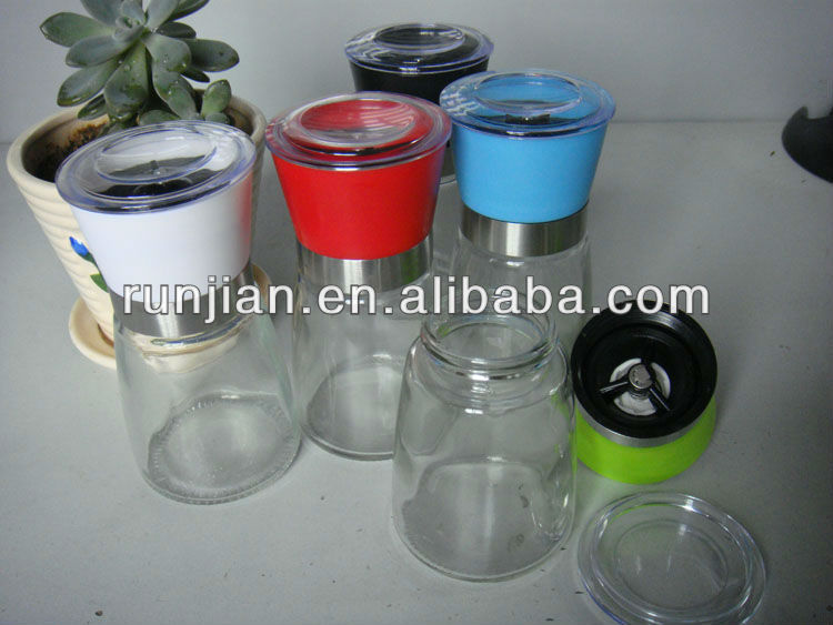 Manual salt & pepper mill/spice grinder/Glass bottle/Ceramic grinding core 170ml