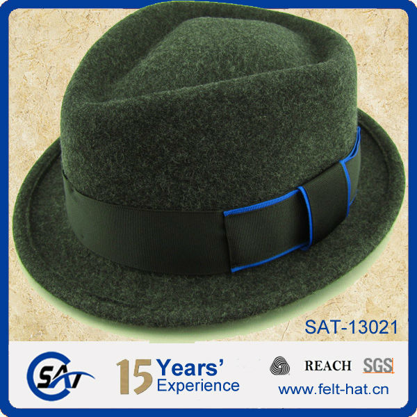 メンズフォーマルハット2014年、 100％をウールはドレスフェルト帽子、 フェドーラ帽、 青いドレス帽子問屋・仕入れ・卸・卸売り