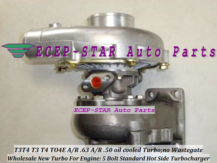 Wholesale T3T4 T3 T4 TO4E 5 Bolt Standard Hot Side; AR63 AR 50 oil cooled Turbo Turbocharger with Gaskets