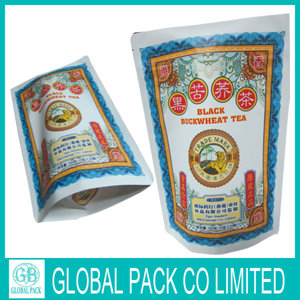 white paper empty tea bag/stand up white paper zipper packaging bag
