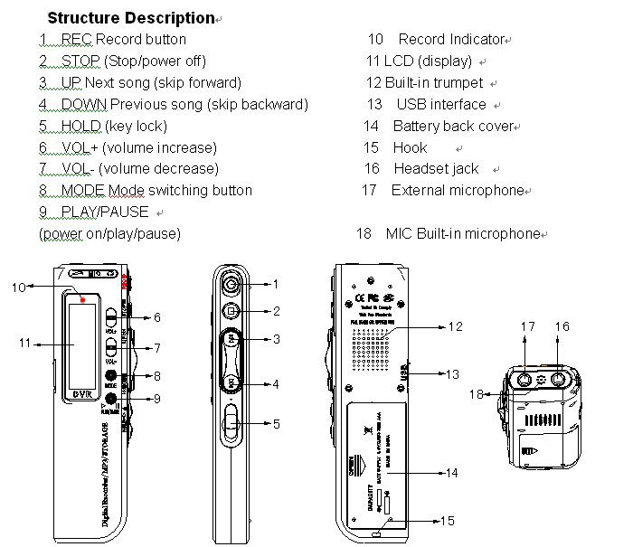 digital recorder диктофон инструкция на русском