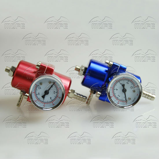 Universal Aluminum Adjustable Fuel Pressure Regulator With Gauge Blue Red DSC_0888