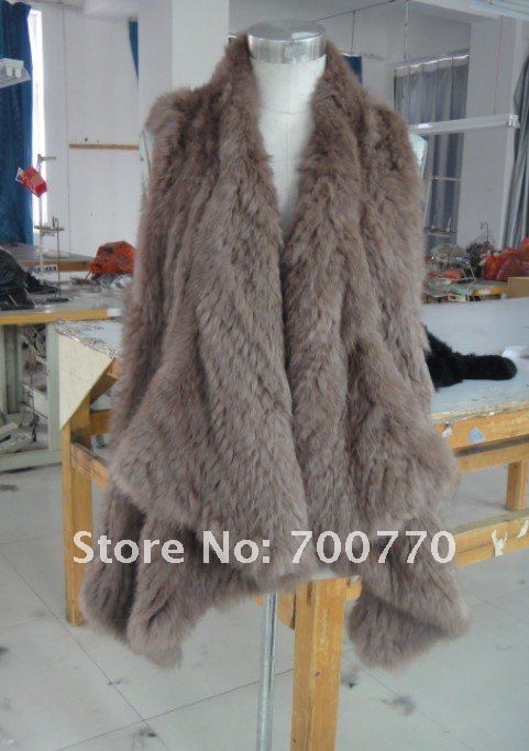 ウサギの毛皮手は開いた前部のベストを編み、最高にされたヘム2012新しい手は様式の方法女性Gilet STY.NO.3053-1を編んだ仕入れ・メーカー・工場