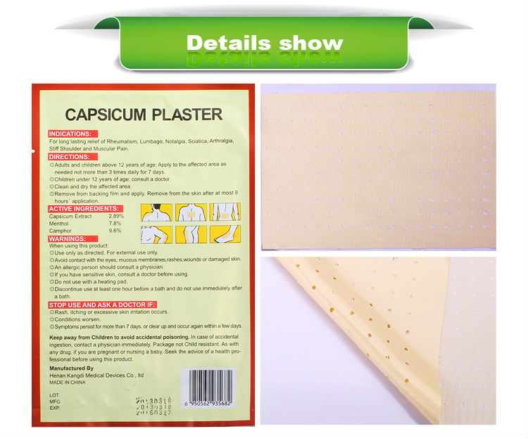 Chinese high quality free sample herbal pain relief patch