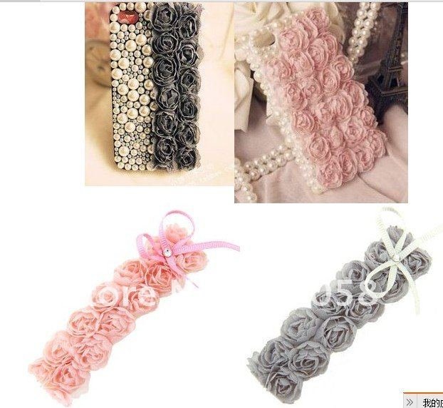 Free shipping DIY 3D double row flower lace tape & Ribbon tape