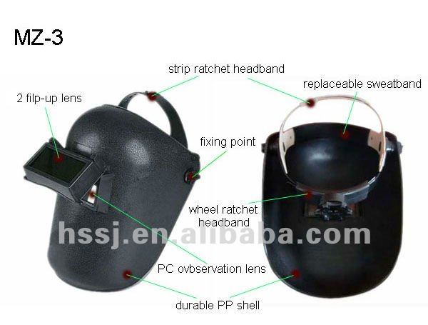 pp3レンズ安全の溶接ヘルメットフルフェイスラバーレンズフードラチェット付きヘッドバンド問屋・仕入れ・卸・卸売り