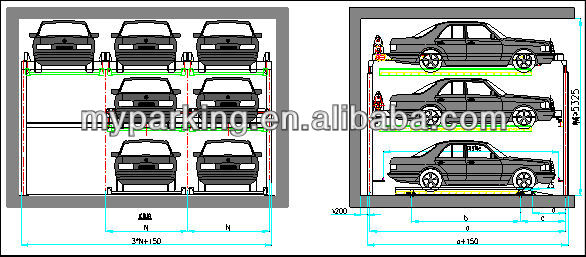 亜鉛メッキパズルcad図面3レベルピットで車の駐車システム問屋・仕入れ・卸・卸売り