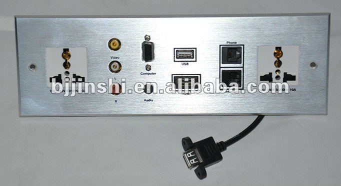 (wp301) usb+hdmi+av+vga+rj45+rj11+acパワーアルミウォールソケット問屋・仕入れ・卸・卸売り