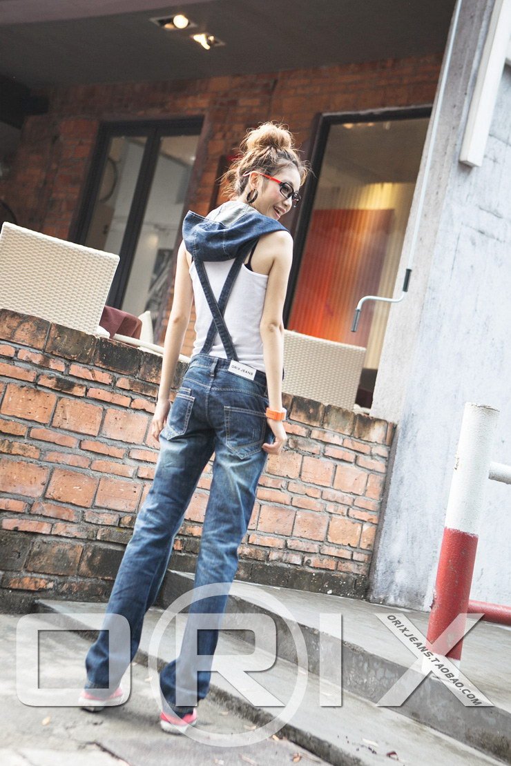Denim overalls, 2012 new hooded overalls, zipper thin straight thin overalls, free shipping-G161