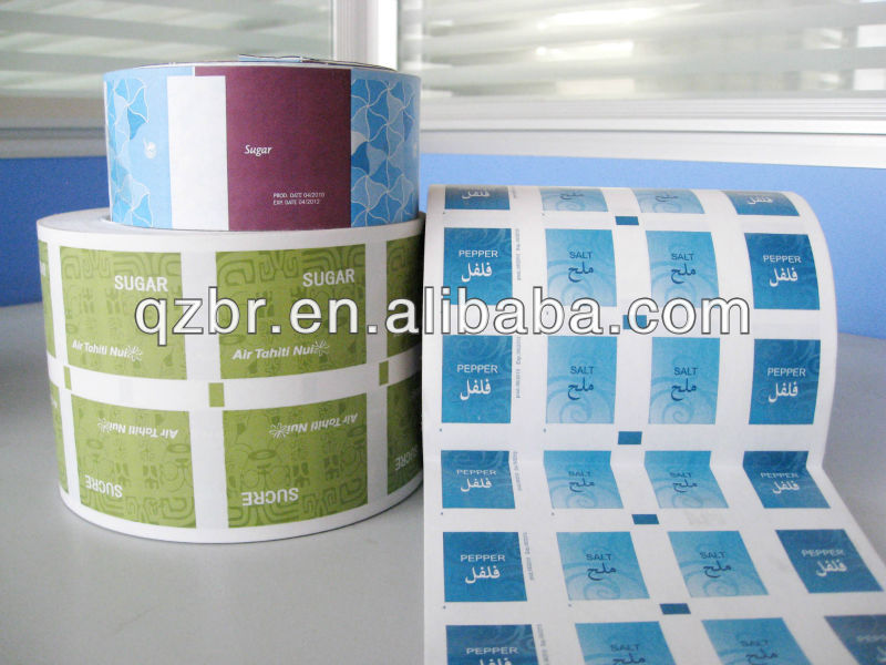 Printed and laminated paper/PE paper for sugar,salt,black pepper packaging