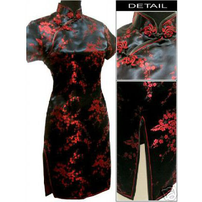 black and red chinese dress
