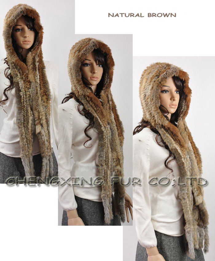 C Scarf fur rabbit Genuine  CX 05B Hat Hooded scarf hat hooded Fur Rabbit