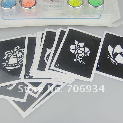 Wholesale glitter tattoo kit 8 Colors Supply Kit Body Painting Tattoo Deluxe Kit Body Art Kit Fluorescent Panting Kit FBK8