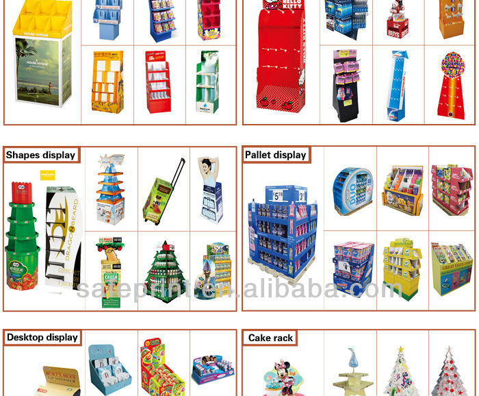 Custom in store 4 tier POP corrugated cardboard lollipop cake pop display stand