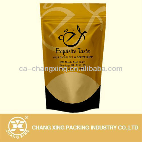Gold foil color printing empty tea bag with degassing valve