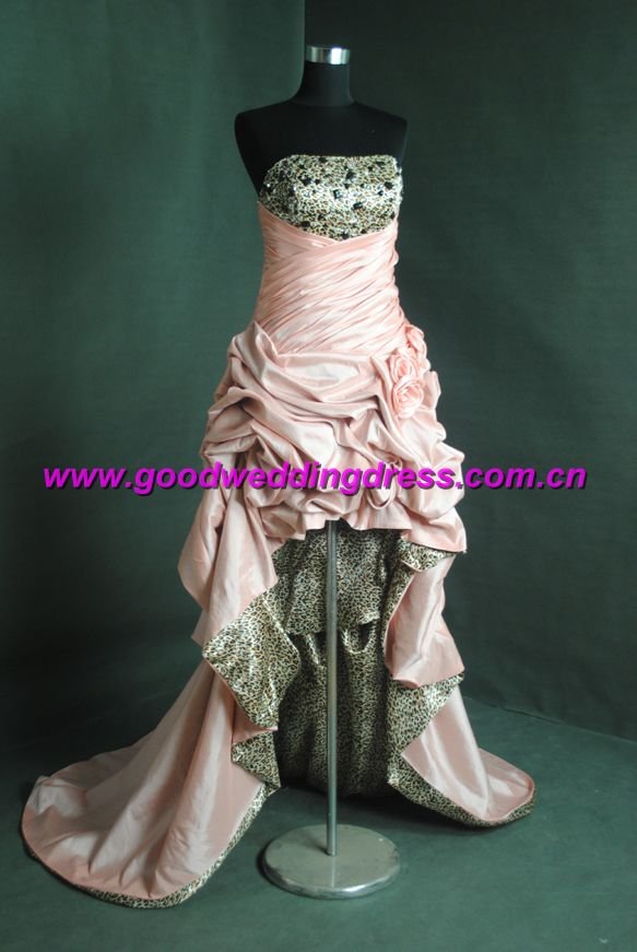 2011 new design animal print with pink Evening Dress aNIMAL PRINT WEDDING 