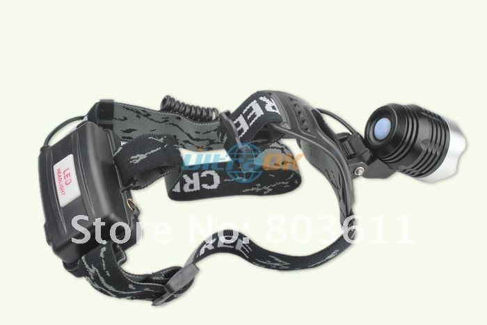 1600 lumens CREE XML T6 LED Aluminum alloy Headlamp Head Torch Lamp light Flashlight 3 Mode black new+AC Charger free shipping