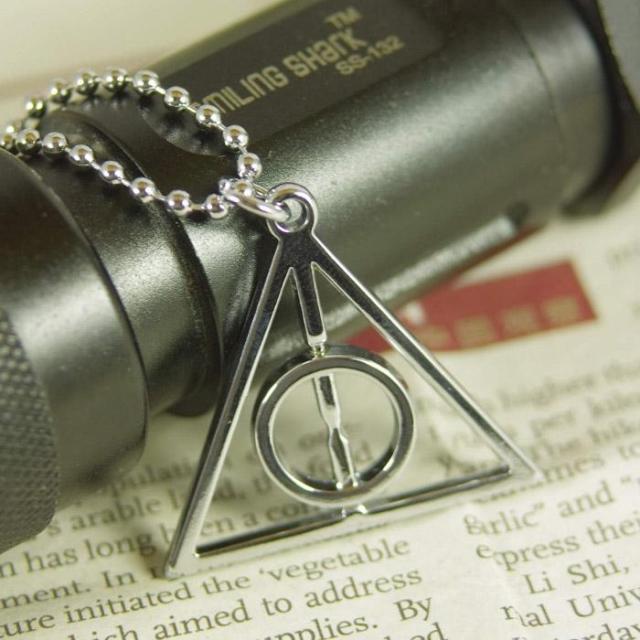 100pcs/lot free shipping hot sale harry potter necklace Triangle fashion chain pendant new style stainless steel metal boy toy