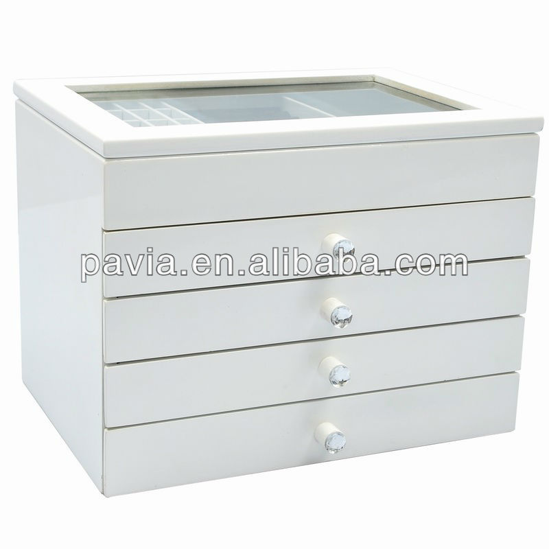 big white wooden jewelry box with high gloss finish, View big ...