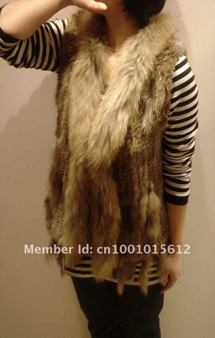 Free Shipping Hot Sale Woman Knitted Rabbit Fur Vest/Coat/Gilet/waistcoat/Jacket  Retail/wholesale/OEM