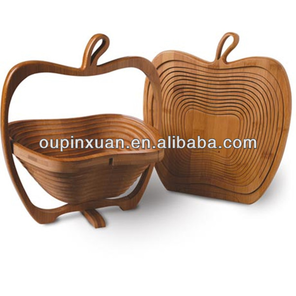 熱い販売の高品質トップ固体竹構造竹折りたたみリンゴの形のフルーツバスケット問屋・仕入れ・卸・卸売り