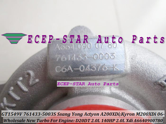 GT1549V 761433-5003S 761433 A6640900780 Turbo For SSANG YONG Actyon A200XDi;Kyron M200XDi 2.0L Xdi 2006- Engine D20DT 140HP (6)
