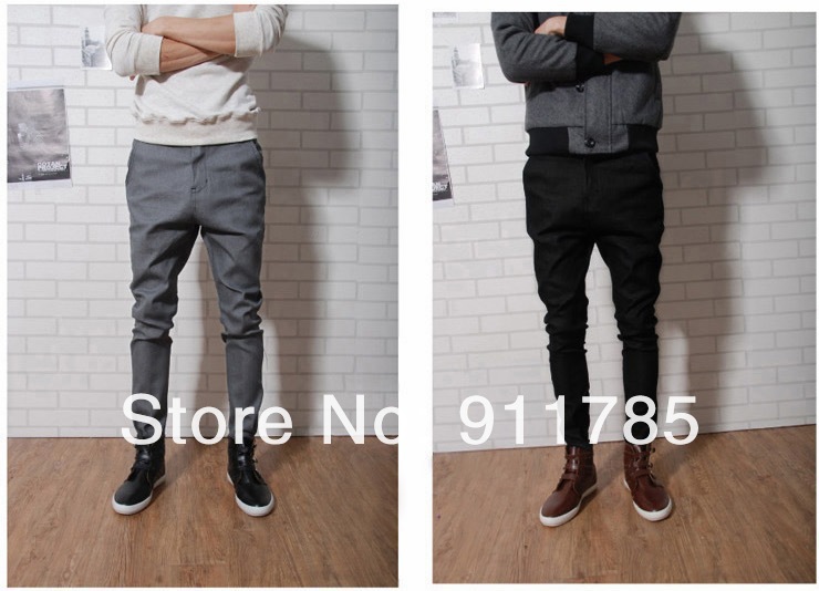 Как выглядит черные штаны 2019 2015 New Fashionable Mens Casual Skinny Pants Men Slim Fitness Coon Trouser