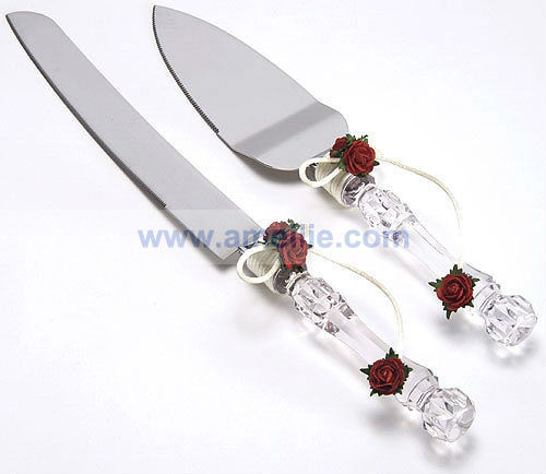 Crystal Red Roses Wedding Cake Knife Server Serving Set2.jpg