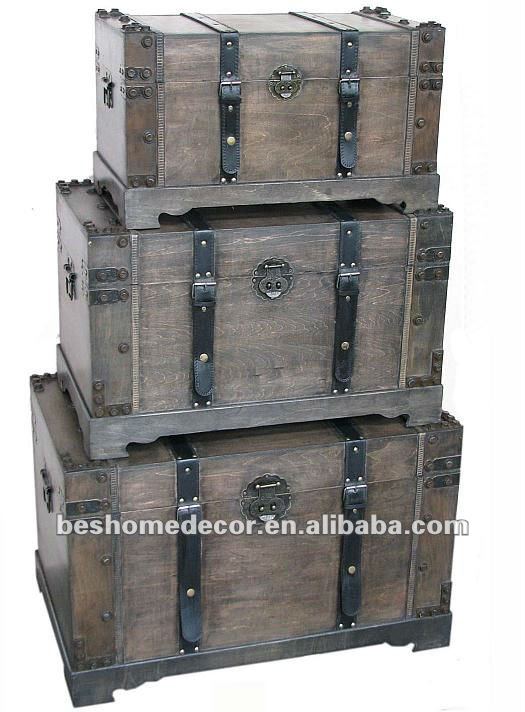 木及び革は装飾的な貯蔵のトランク、55*40*35 CMを「Antiqued」  <large>仕入れ・メーカー・工場
