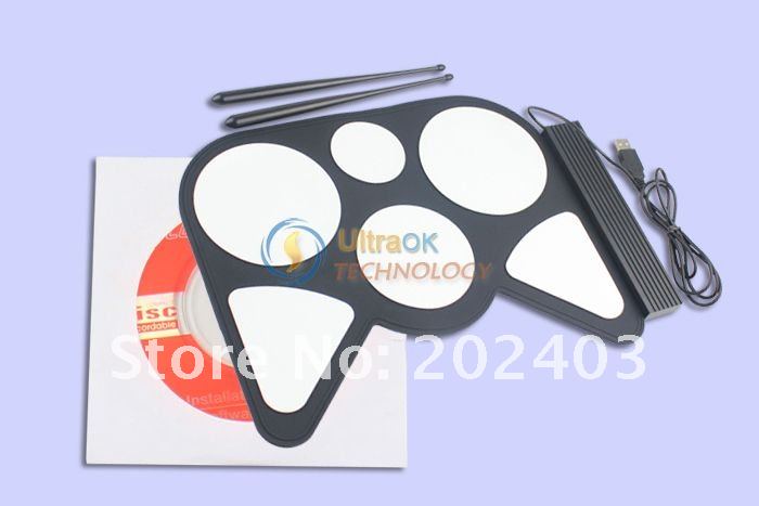 New USB 1.1 PC Roll Up Digital Electronic 6 Drum Pads Kit Set 256MB lightweight portable white&black New USB 1.1 PC Roll Up Digital Electronic 6 Drum Pads Kit Set 256MB lightweight portable white&black