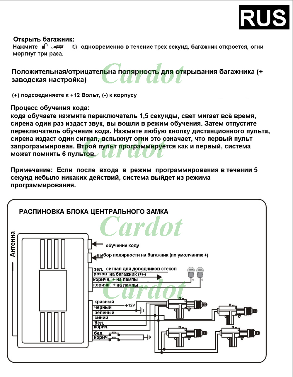 Keyless entry system схема