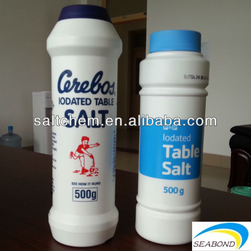 new packed seabond iodized bottled salt, table salt
