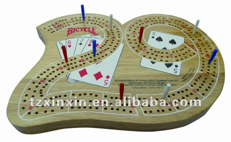 木製クリベッジボードが付いているゲームの付いている3色プラスチックペグ問屋・仕入れ・卸・卸売り