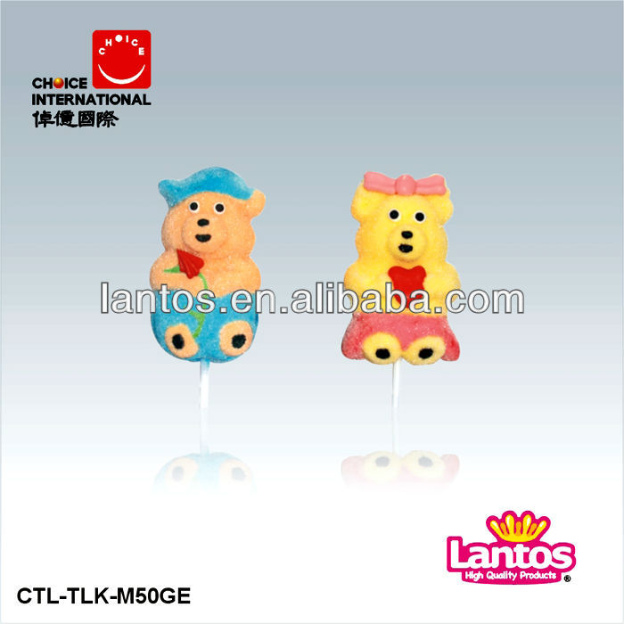 50g bear shape marshmallow lollipop,China LANTOS price supplier 21food