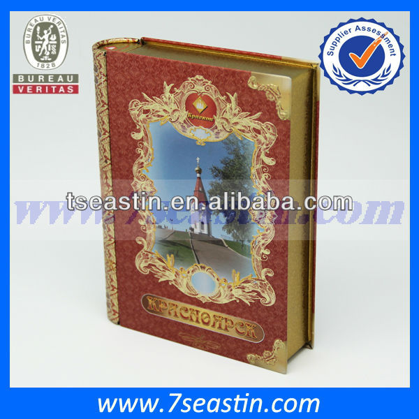 custom luxury rectangle tin box with embossed lid