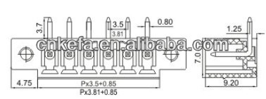 右アングルピンヘッダコネクタプラグの端子台のためのrohs指令ulceで電線対基板接続し300v10aスロットロック付きコネクター仕入れ・メーカー・工場