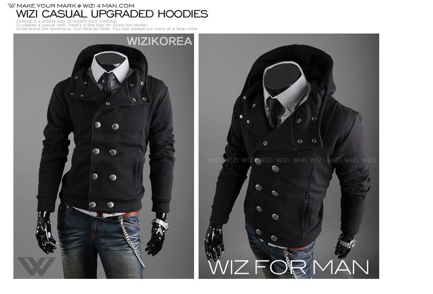 men\'s jacket Hoodie mens fashion top double-breasted cardigan hooded sweater Slim Luxury Stylish Patched 