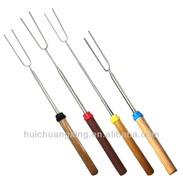Telescopic two-prong fork marshmallow fork