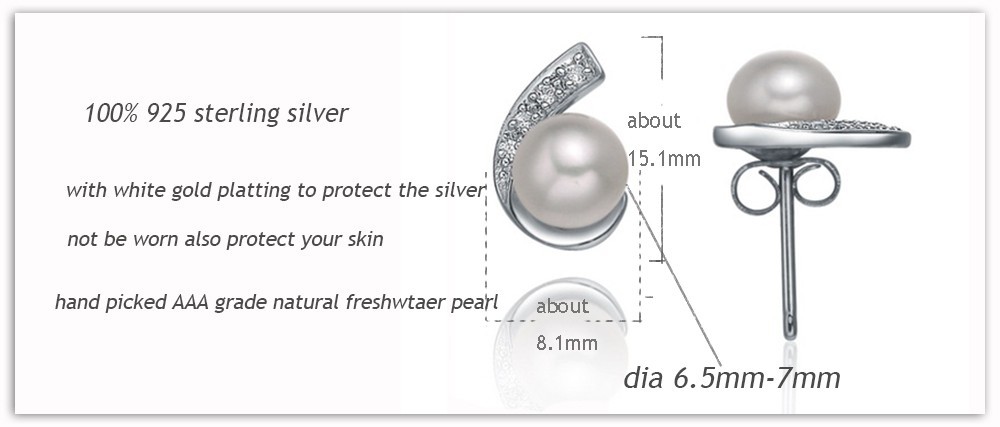 high quality christmas jewelry gift promtion made by 100% genuine 925 silver seting AAA freshwater pearl women\'s hoop earrings