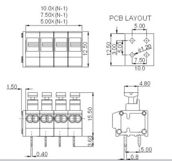 スクリューレスターミナルブロックpcb5.0ミリメートルバネ端子台仕入れ・メーカー・工場