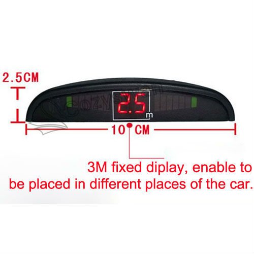 4 Sensors Car Parking System 12v LED Display Indicator Sound Alarm Car Reversing Sensors -Black