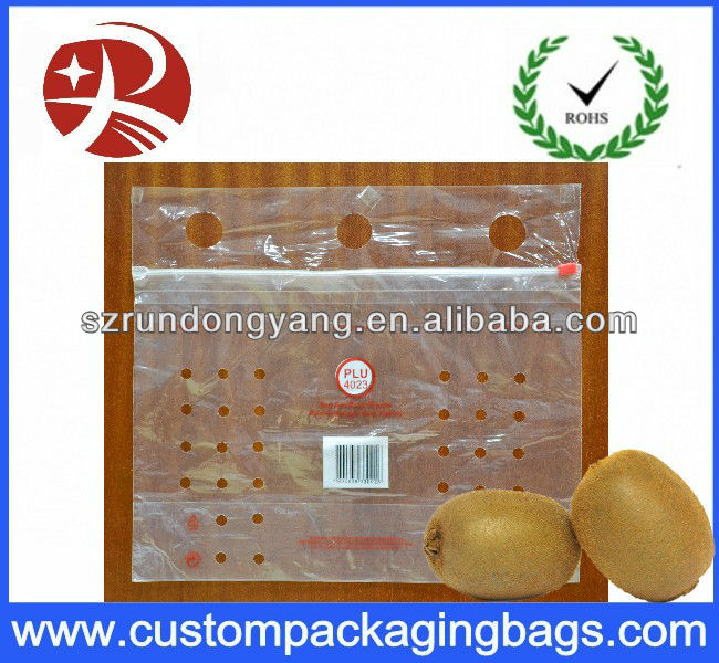 slider ziplock fruit bag with air holes for grape packaging bag