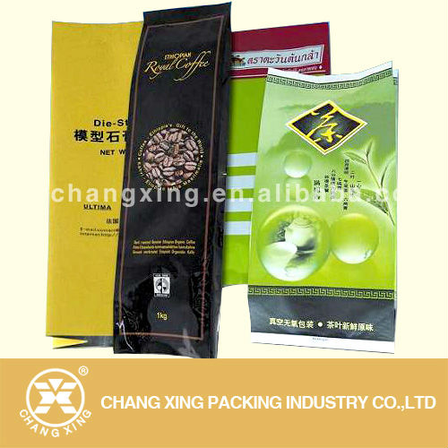 Gold foil color printing empty tea bag with degassing valve