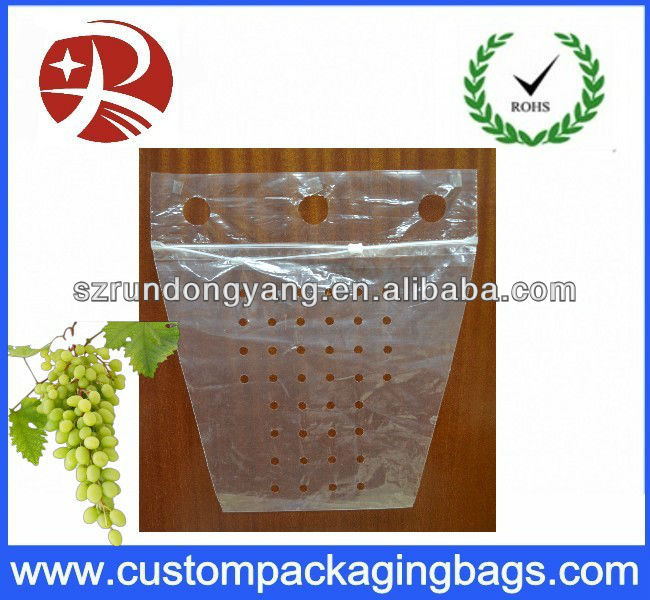 slider ziplock fruit bag with air holes for grape packaging bag
