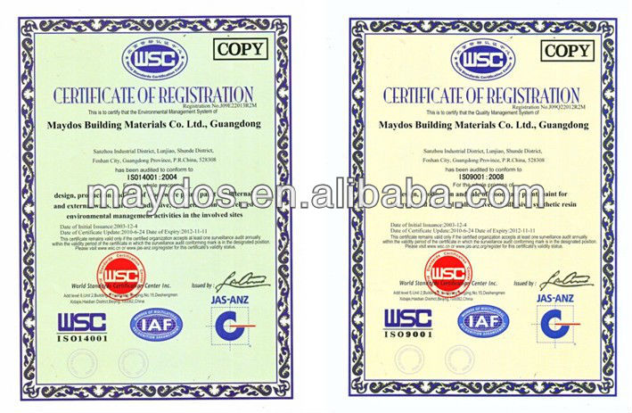 ISO 9001 and 14001 certificates